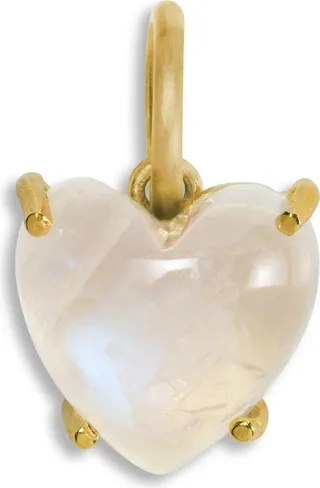 Rainbow Moonstone Heart Yellow Gold Charm