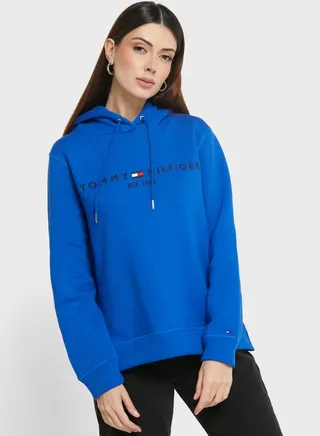 Drawstring Detail Printed Hoodie