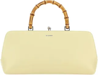 Handbag realized in smooth leather characterized by contrasting printed logo at the front.