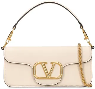 V logo leather shoulder bag
