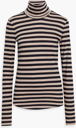 Striped cotton and cashmere-blend jersey turtleneck top