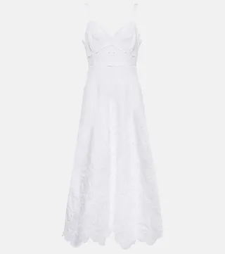 Broderie anglaise cotton-blend dress