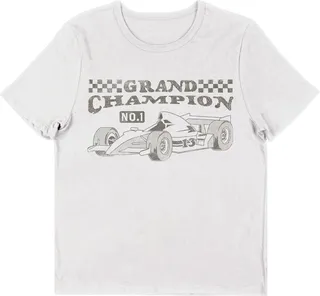 Vintage Formula Racing Grand Champion Women’s White Short Sleeve Crew Neck Tee-3XL