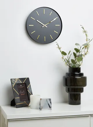 Vitus Black & Gold Wall Clock 30Cm
