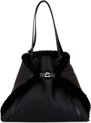Fleece-Lined Leather Shoulder Bag