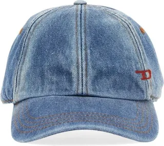 Diesel Logo Embroidered Denim Baseball Cap