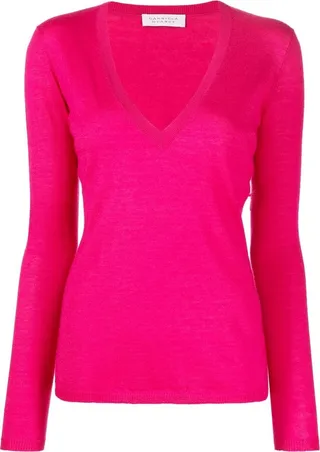 fine-knit V-neck jumper