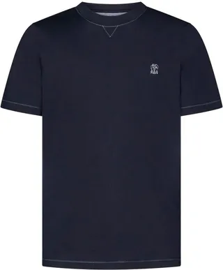 Brunello Cucinelli Logo Embroidered Crewneck T-Shirt