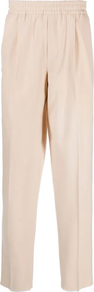 Elasticated-Waistband Tapered Trousers