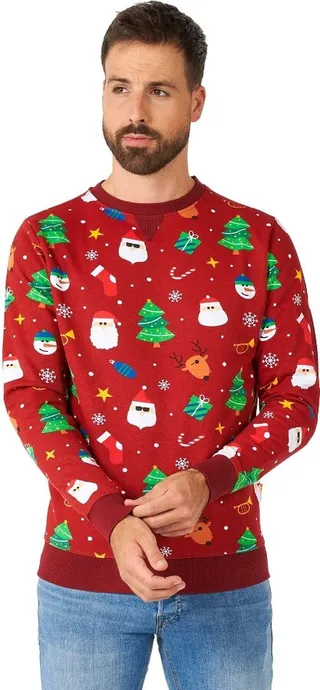 OppoSuits Men's Christmas Sweater - Festivity Red - Size: XXL
