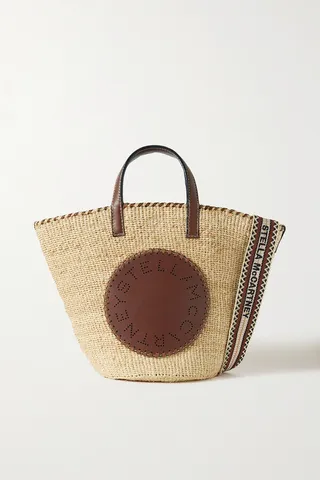 Stella McCartney - Medium Vegetarian Leather-trimmed Raffia Tote - Neutrals