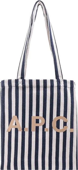 Canvas shoulder bag with striped motif
