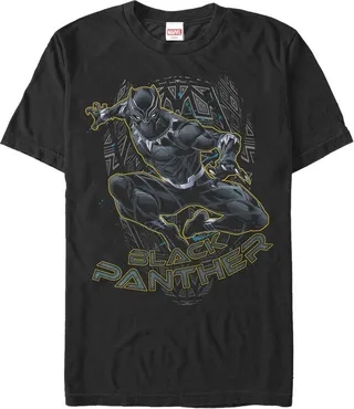 Men's Marvel Black Panther Mask Outline T-Shirt - Black - 4X Large