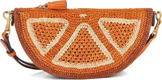 Orange raffia cross body bag