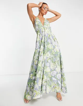 ASOS EDITION satin cami maxi dress in garden floral print