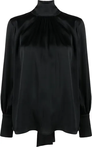 Halterneck Long-Sleeve Blouse