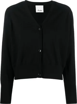 V-neck knit cardigan