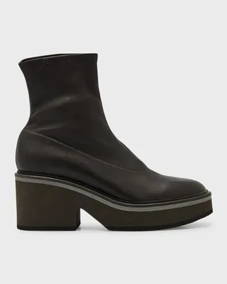 Albana Stretch Leather Platform Booties