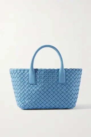 Bottega Veneta - Cabat Mini Intrecciato Leather Tote - Blue