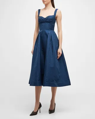 Oceane Pleated Fit-&-Flare Midi Dress