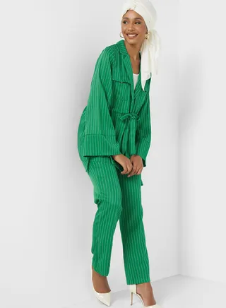 Striped Blazer And Pant Set