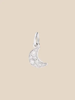 Dodo moon pendant in 18 kt white gold with diamonds