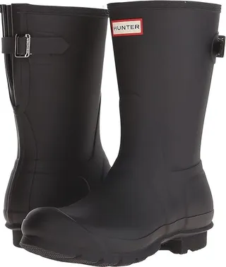Hunter Original Short Back Adjustable Rain Boots (Black) Women's Rain Boots