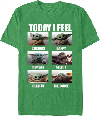 Men's Star Wars: The Mandalorian Grogu Today I Feel Scenes T-Shirt - Kelly Heather - Large