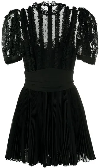 Ruched Puff-Sleeve Mini Dress