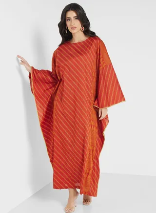 Flare Sleeve Printed Jalabiya