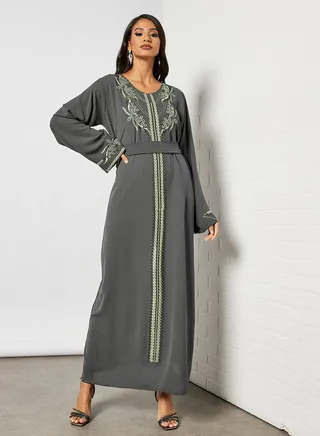 Jalabiya With Multicolour Embroidery