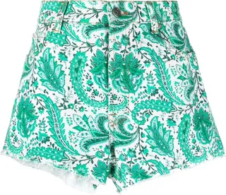 Paisley Denim Shorts