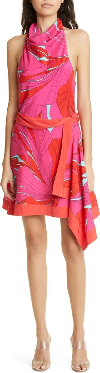 Bryn Side Ruffle Halter Minidress