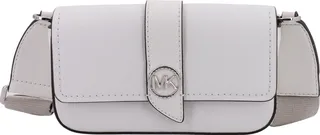 Leather shoulder bag with frontal monogram