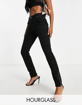 ASOS DESIGN Hourglass skinny biker cargo pants with zippers in black