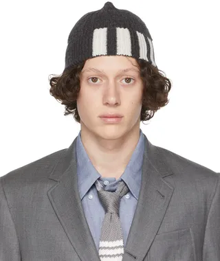 Thom Browne Gray Cashmere 4-Bar Beanie