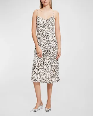 Leopard-Print Midi Slip Dress