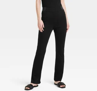 Women's High Waisted Ponte Flare Leggings with Pockets - A New Day™ Black XL