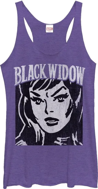 Women's Marvel Black Widow Portrait Racerback Tank Top - Purple Heather - Large