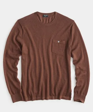 Cashmere Pocket Tee In Saddle Brown