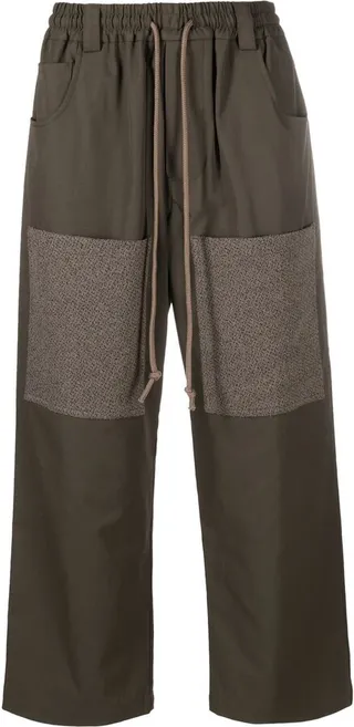Patchwork-Detail Straight-Leg Trousers