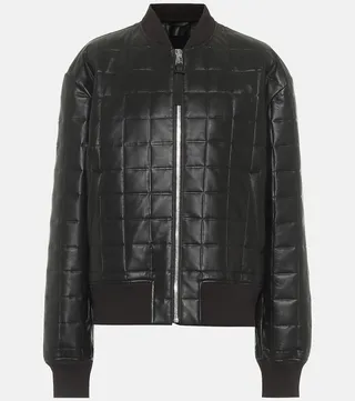 Quilted leather bomber jacket