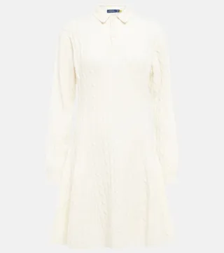 Cable-knit wool and cashmere mini dress