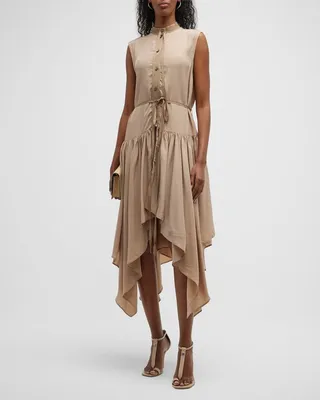 Pastis Neck-Tie Belted Handkerchief Shirtdress
