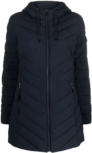 Insulated embroidered-logo puffer jacket