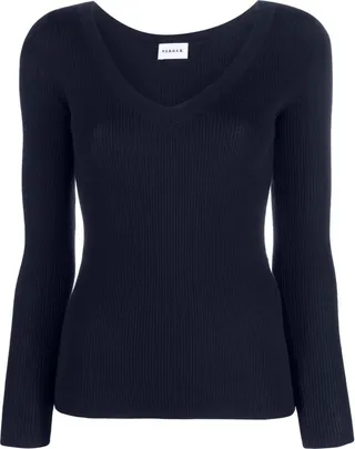 Leila knitted V-neck long-sleeve top