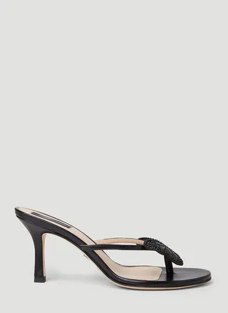 Blumarine Butterfly Embellished Slip-On Thong Sandals