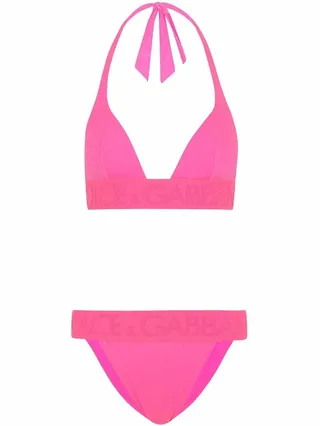 Halterneck Logo-Band Bikini