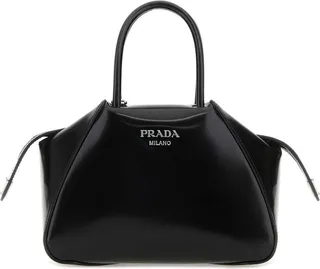 Prada Logo Embossed Flap Tote Bag