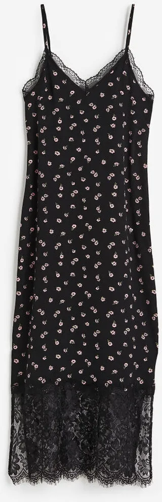 Lace-trimmed Crêped Slip Dress